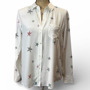 Rails Kate White and Multi Animal Print Silk Blouse. EC. Size small petite